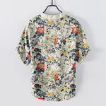 Buddha Stones Cotton Vintage Garden Floral Pattern Men's Short Sleeve Half Button Shirt