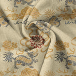 Buddha Stones Cotton Oriental Floral Cloud Wave Pattern Men's Short Sleeve Half Button Shirt