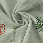 Buddha Stones Cotton Bamboo Ink Wash Pattern Men's Short Sleeve Half Button Shirt