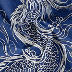 Buddha Stones Cotton Large White Dragon Pattern Men's Short Sleeve Half Button Shirt