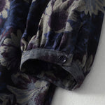 Buddha Stones Spring Vintage Mandarin Collar Button-Up Floral Print Women's Elbow-Length Sleeve Dress With Pockets