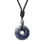 Buddha Stones Natural Rhodonite Gray Agate Peace Buckle Fortune Necklace