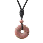 Buddha Stones Natural Rhodonite Gray Agate Peace Buckle Fortune Necklace