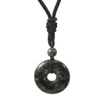 Buddha Stones Natural Rhodonite Gray Agate Peace Buckle Fortune Necklace