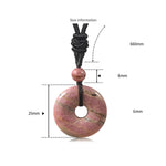 Buddha Stones Natural Rhodonite Gray Agate Peace Buckle Fortune Necklace