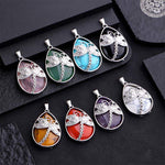 Buddha Stones Natural Green Aventurine Dragonfly Teardrop Shape Inlay Crystal Balance Necklace