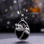 FREE Today: Positivity Strength  Natural Green Aventurine Dragonfly Teardrop Shape Inlay Crystal Necklace