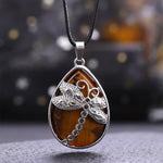 FREE Today: Positivity Strength  Natural Green Aventurine Dragonfly Teardrop Shape Inlay Crystal Necklace