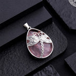 FREE Today: Positivity Strength  Natural Green Aventurine Dragonfly Teardrop Shape Inlay Crystal Necklace