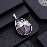 Buddha Stones Natural Green Aventurine Dragonfly Teardrop Shape Inlay Crystal Balance Necklace