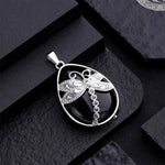 Buddha Stones Natural Green Aventurine Dragonfly Teardrop Shape Inlay Crystal Balance Necklace