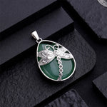 FREE Today: Positivity Strength  Natural Green Aventurine Dragonfly Teardrop Shape Inlay Crystal Necklace