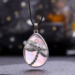 FREE Today: Positivity Strength  Natural Green Aventurine Dragonfly Teardrop Shape Inlay Crystal Necklace