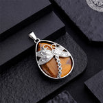 FREE Today: Positivity Strength  Natural Green Aventurine Dragonfly Teardrop Shape Inlay Crystal Necklace