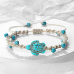 Buddha Stones Turquoise Turtle Design Braided Rope Protection Bracelet