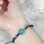 Buddha Stones Turquoise Turtle Design Braided Rope Protection Bracelet