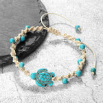 Buddha Stones Turquoise Turtle Design Braided Rope Protection Bracelet