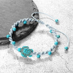 Buddha Stones Turquoise Turtle Design Braided Rope Protection Bracelet