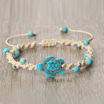 Buddha Stones Turquoise Turtle Design Braided Rope Protection Bracelet