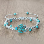 Buddha Stones Turquoise Turtle Design Braided Rope Protection Bracelet