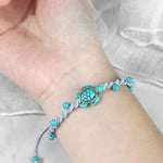 Buddha Stones Turquoise Turtle Design Braided Rope Protection Bracelet
