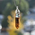 Buddha Stones Natural Turquoise Tiger Eye Wisdom Rope Necklace