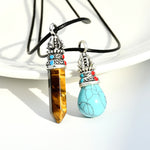 Buddha Stones Natural Turquoise Tiger Eye Wisdom Rope Necklace