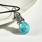Buddha Stones Natural Turquoise Tiger Eye Wisdom Rope Necklace