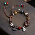 Buddha Stones Bone Yin Yang Braided Rope Balance Bracelet