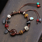 Buddha Stones Bone Yin Yang Braided Rope Balance Bracelet