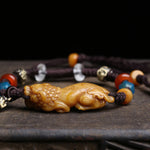 Buddha Stones Bone PiXiu Braided Rope Luck Bracelet
