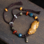 Buddha Stones Bone PiXiu Braided Rope Luck Bracelet