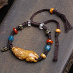 Buddha Stones Bone PiXiu Braided Rope Luck Bracelet