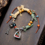 Buddha Stones Copper Buddha Amitabha Braided Rope Serenity Bracelet