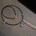 Buddha Stones Black Spinel Turquoise Beads Strength Necklace