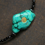 Buddha Stones Black Spinel Turquoise Beads Strength Necklace