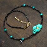 Buddha Stones Black Spinel Turquoise Beads Strength Necklace