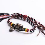Buddha Stones Dzi Beads Om Mani Padme Hum Double Wrap Braided Rope Peace Bracelet