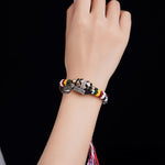 Buddha Stones Dzi Beads Om Mani Padme Hum Double Wrap Braided Rope Peace Bracelet