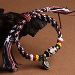 Buddha Stones Dzi Beads Om Mani Padme Hum Double Wrap Braided Rope Peace Bracelet