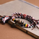 Buddha Stones Dzi Beads Om Mani Padme Hum Double Wrap Braided Rope Peace Bracelet