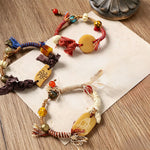 Buddha Stones Bone Fu Character Braided Rope Peace Bracelet