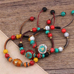Buddha Stones Turquoise Amber Tibet Braided Rope Love Bracelet