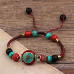 Buddha Stones Turquoise Amber Tibet Braided Rope Love Bracelet