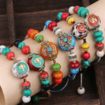 Buddha Stones Turquoise Amber Tibet Braided Rope Love Bracelet