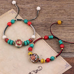 Buddha Stones Turquoise Amber Tibet Braided Rope Love Bracelet