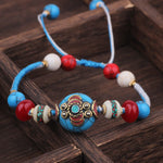 Buddha Stones Turquoise Amber Tibet Braided Rope Love Bracelet