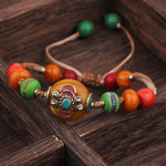 Buddha Stones Turquoise Amber Tibet Braided Rope Love Bracelet
