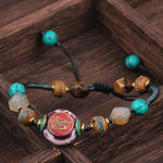 Buddha Stones Turquoise Amber Tibet Braided Rope Love Bracelet