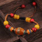 Buddha Stones Turquoise Amber Tibet Braided Rope Love Bracelet